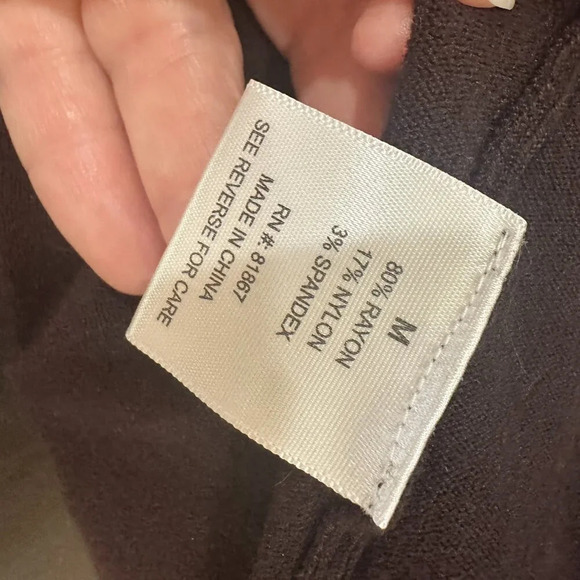 OLIVIA SKY Brown Ribbed Open Knit Cardigan size medium - Picture 8 of 9